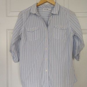 Women's blue & white striped Button Down